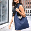 Handmade Navy Blue Leather Hobo Bag - Daylife Leather