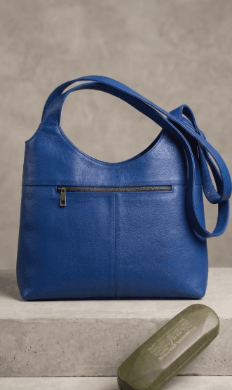 Handmade Navy Blue Leather Hobo Bag - Daylife Leather