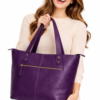 Personalized Violet Leather Tote Bag for Women - Daylife Leather