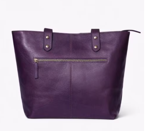 Personalized Violet Leather Tote Bag for Women - Daylife Leather