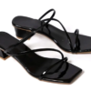 Premium Black Leather Strappy Sandals with Block Heels | DayLife Leather