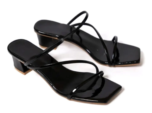 Premium Black Leather Strappy Sandals with Block Heels | DayLife Leather