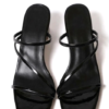 Premium Black Leather Strappy Sandals with Block Heels | DayLife Leather