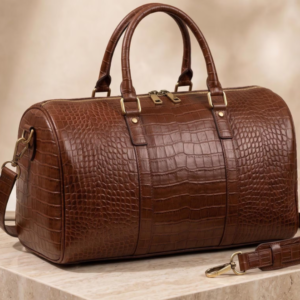 Leather Duffle Bag Crocodile Pattern Travel Weekender Bag - Daylife Leather