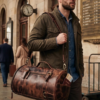 DayLife Leather Vintage Brown Distressed Leather Duffle Bag | Handmade Travel Weekender Bag for Men & Women