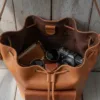 DayLife-Leather-Handcrafted-Leather-Bag-DayLifeLeather.com Full Grain Leather Drawstring Bucket Bag
