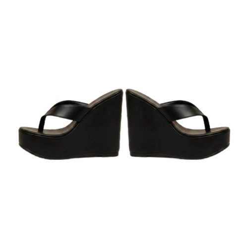 da95db58-650b-4920-8944-5c0f6bf9b528 DayLife Leather Chic Black Platform Wedge Sandals for Women