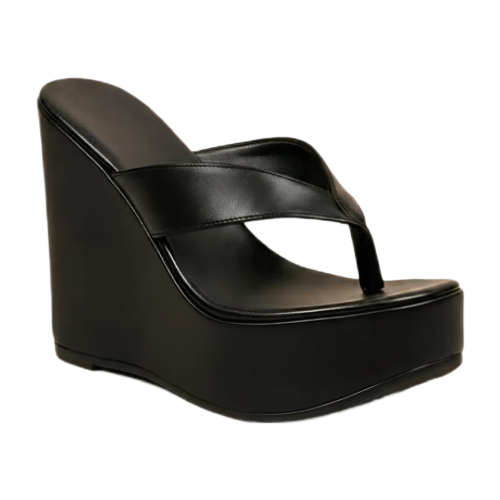 e8a968bf-22b5-4e15-a200-b342b321e424 DayLife Leather Chic Black Platform Wedge Sandals for Women