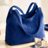Premium DayLIfe Leather royal blue suede leather tote bag for women.