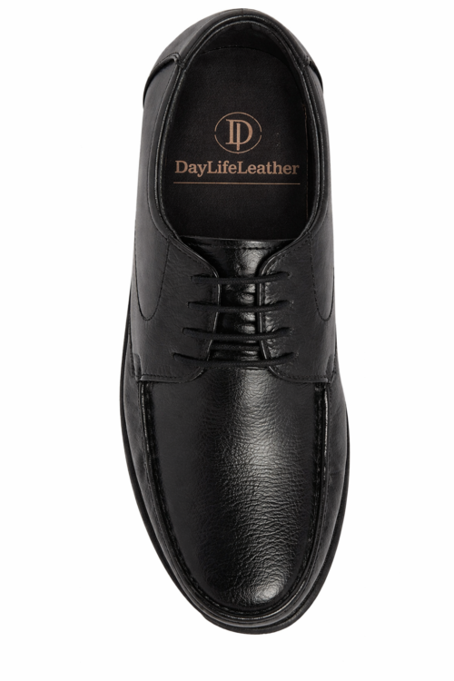 DayLife Leather Men's Premium Black Textured Genuine Leather Formal Derby Shoes
