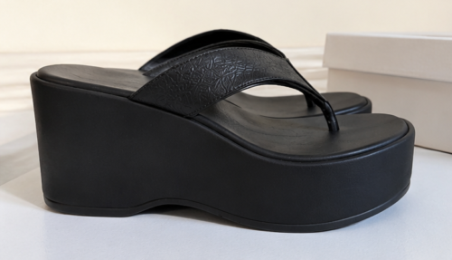 Side View Premium Leather Platform Sandals