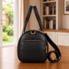 DayLife Leather Premium Black Genuine Leather Duffle Bag – 17 Inch Weekender Travel Bag for Men & Women