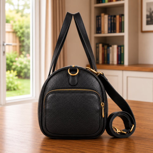 DayLife Leather Premium Black Genuine Leather Duffle Bag – 17 Inch Weekender Travel Bag for Men & Women
