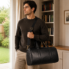 DayLife Leather Premium Black Genuine Leather Duffle Bag – 17 Inch Weekender Travel Bag for Men & Women