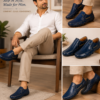 DayLife Leather Men's Premium Dark Blue Crocodile Embossed Genuine Leather Slip-On Loafers