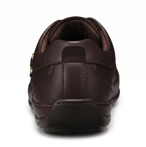 Side profile of DayLife Leather men's dark brown genuine leather casual shoes with laces, premium comfortable leather loafers for men.