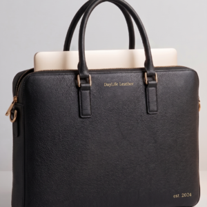 Handmade Black Grain Leather Laptop Briefcase | Daylife Leather