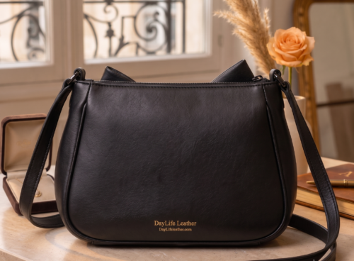 DayLife Leather Luxury Black Genuine Leather Bow-Knot Shoulder Bag for Women | Elegant Sling Bag
