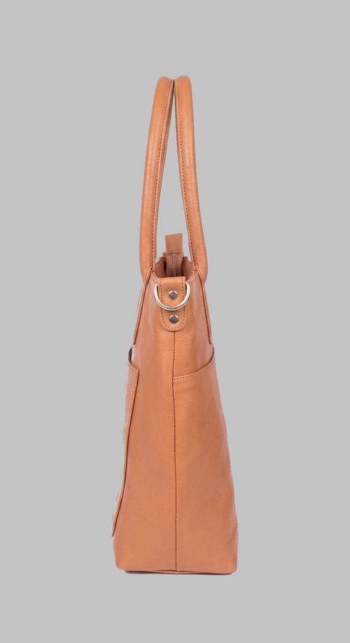 DayLife Leather Premium Top-Grain Tan Handbag with Detachable Strap