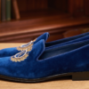 DayLife Leather Men's Premium Royal Blue Velvet Embroidered Luxury Formal Loafers