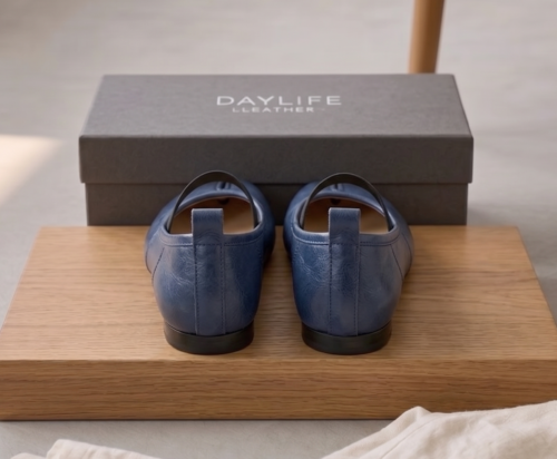 Gemini_Generated_Image_dsb2dydsb2dydsb2 Leather Split-Toe Tabi Mary Jane Flat Shoes in Navy Blue | Daylife Leather