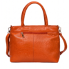 Back view of DayLife Leather orange croco-embossed office bag showcasing premium stitching and secure zipper pocket.