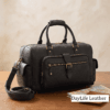 Handcrafted Multi-Pocket Black Leather Travel Duffel Bag - Daylife Leather