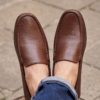 Brown Pebbled Genuine Leather Men's Drivers Loafers | Daylife Leather