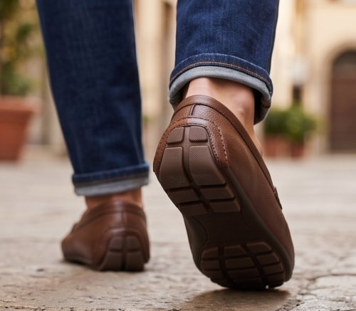 Brown Pebbled Genuine Leather Men's Drivers Loafers | Daylife Leather