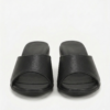 DayLife Leather Women's Premium Black Leather Wedge Slide Sandals