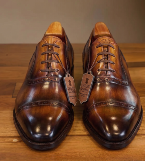 Men's Handmade Brown Leather Oxford Dress Shoes – Premium Genuine Leather Formal Shoes | DayLife Leather