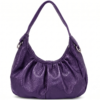 Daylife Leather Purple Hobo Bag - Slouchy Ruched Leather Shoulder Purse for Women