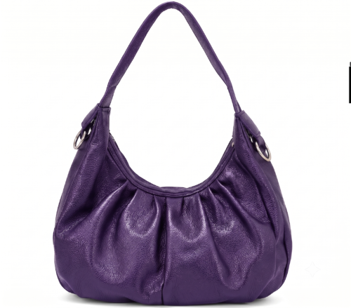 Daylife Leather Purple Hobo Bag - Slouchy Ruched Leather Shoulder Purse for Women