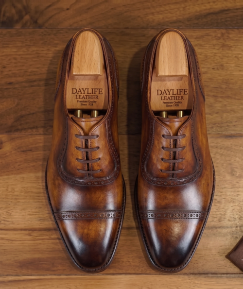 Men's Handmade Brown Leather Oxford Dress Shoes – Premium Genuine Leather Formal Shoes | DayLife Leather