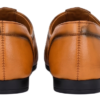 Back view of DayLife Leather men's tan genuine leather mojari style loafers, featuring laser-cut breathable design and burnished dual-tone finish.
