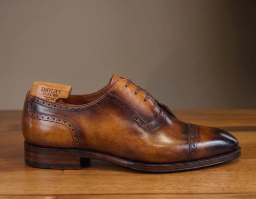 Men's Handmade Brown Leather Oxford Dress Shoes – Premium Genuine Leather Formal Shoes | DayLife Leather