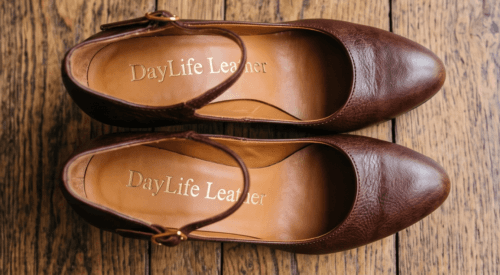 DayLife Leather Classic Brown Mary Jane Pumps with Ankle Strap