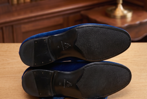 DayLife Leather Men's Premium Royal Blue Velvet Embroidered Luxury Formal Loafers