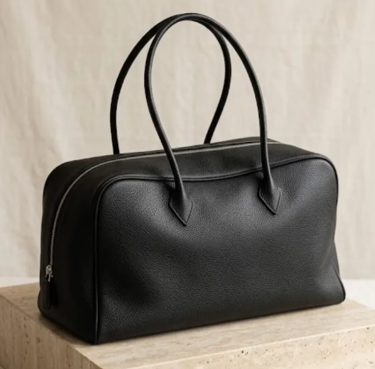 Handcrafted black leather travel bag duffel and weekender by DayLife Leather