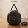 Handcrafted Multi-Pocket Black Leather Travel Duffel Bag - Daylife Leather