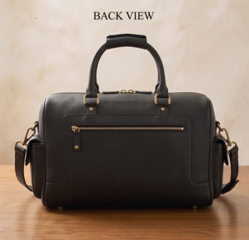 Handcrafted Multi-Pocket Black Leather Travel Duffel Bag - Daylife Leather
