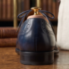 DayLife Leather Men's Premium Hand-Burnished Dark Blue Genuine Leather Oxford Brogues