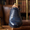 DayLife Leather Men's Premium Hand-Burnished Dark Blue Genuine Leather Oxford Brogues