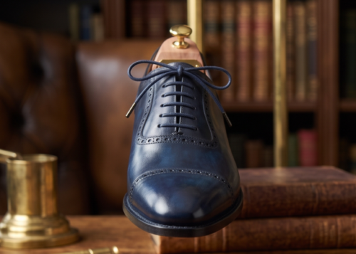 DayLife Leather Men's Premium Hand-Burnished Dark Blue Genuine Leather Oxford Brogues
