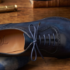 DayLife Leather Men's Premium Hand-Burnished Dark Blue Genuine Leather Oxford Brogues