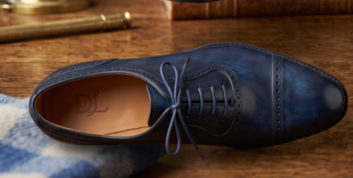 DayLife Leather Men's Premium Hand-Burnished Dark Blue Genuine Leather Oxford Brogues