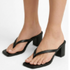 DayLife Leather Elegant Black Square Toe Heeled Sandals for Women