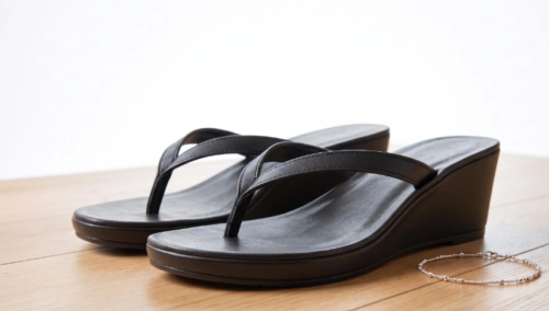 Handmade Black Leather Wedge Sandals for Women | Daylife Leather