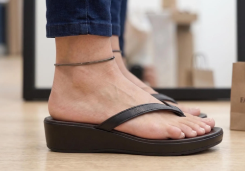 Handmade Black Leather Wedge Sandals for Women | Daylife Leather