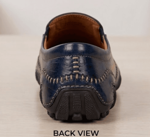 DayLife Leather Men's Premium Dark Blue Crocodile Embossed Genuine Leather Slip-On Loafers